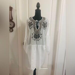 MICHAEL Michael Kors White Dress w/ Intricate Beaded Appliqué- L  NWT MSRP: $175